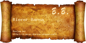 Bierer Barna névjegykártya